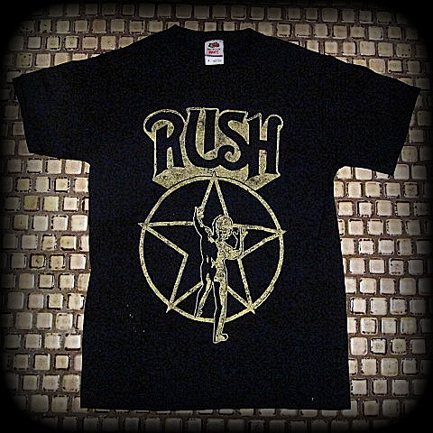 RUSH-Starman Distressed Logo- t-shirt